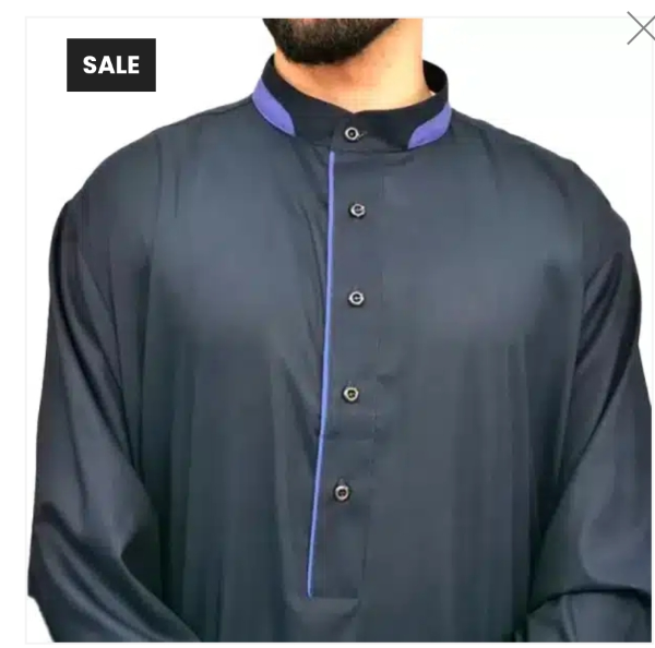 Men’s Collared Textured Navy and Denim Thobe (was £45)