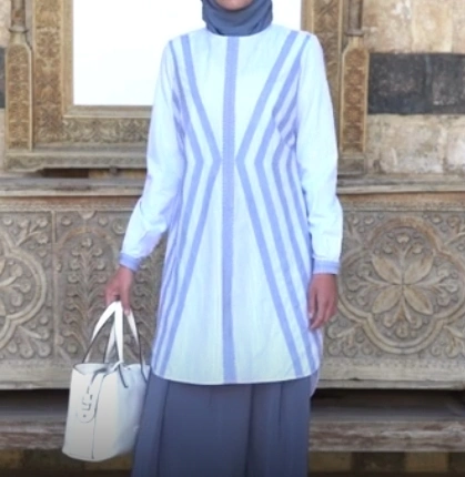 Lace Pinstriped Cotton Tunic